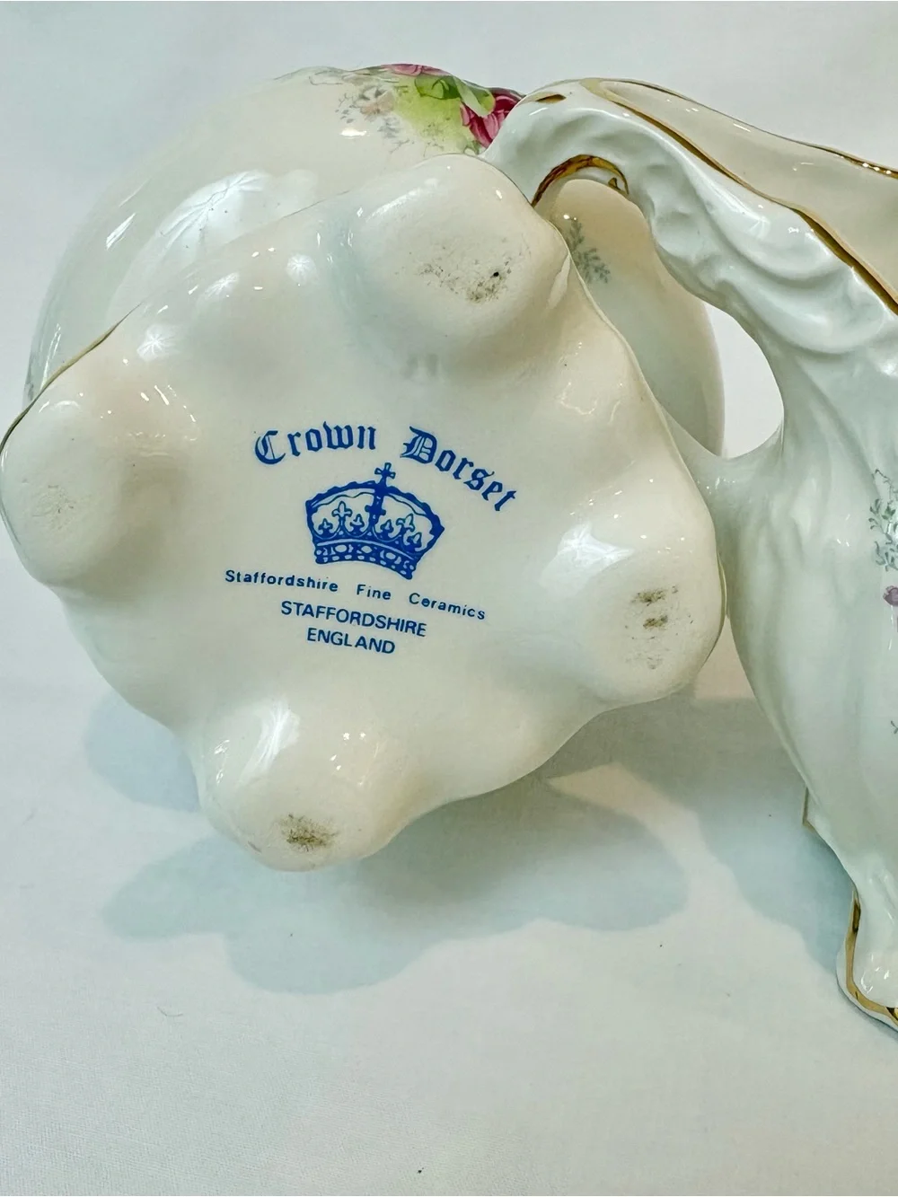 Vintage Crown Dorset Staffordshire England Floral Creamer & Sugar Bowl Set